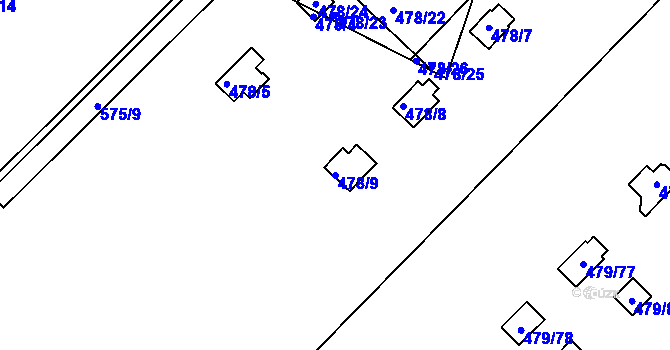 Parcela st. 478/9 v KÚ Cholupice, Katastrální mapa