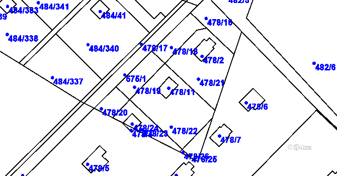 Parcela st. 478/11 v KÚ Cholupice, Katastrální mapa