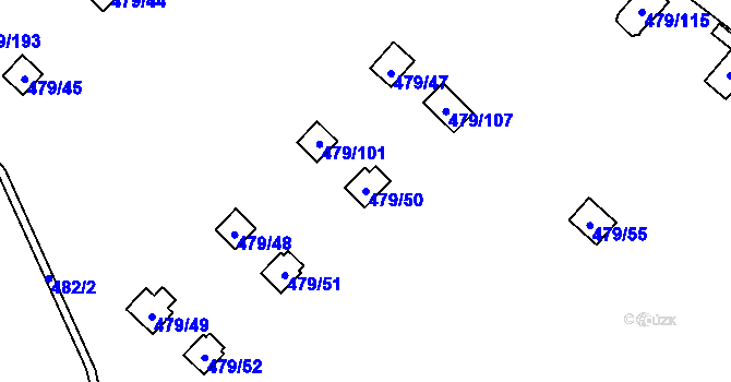 Parcela st. 479/50 v KÚ Cholupice, Katastrální mapa