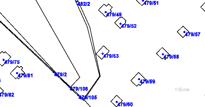 Parcela st. 479/53 v KÚ Cholupice, Katastrální mapa