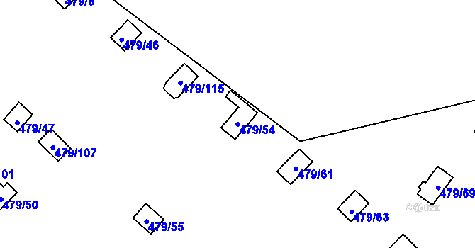 Parcela st. 479/54 v KÚ Cholupice, Katastrální mapa