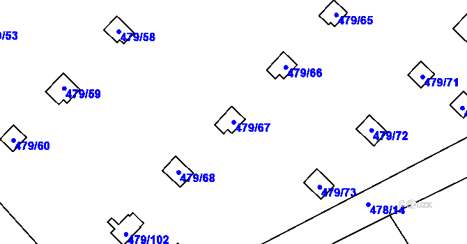 Parcela st. 479/67 v KÚ Cholupice, Katastrální mapa