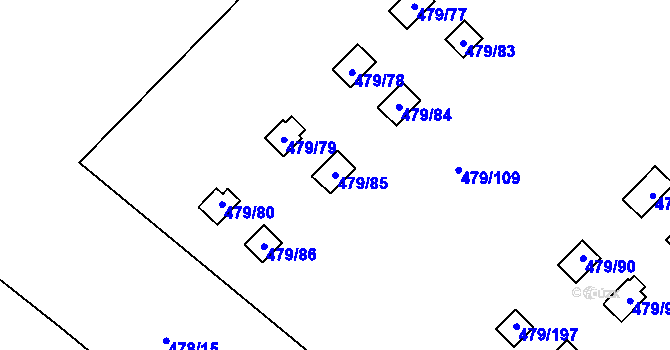 Parcela st. 479/85 v KÚ Cholupice, Katastrální mapa