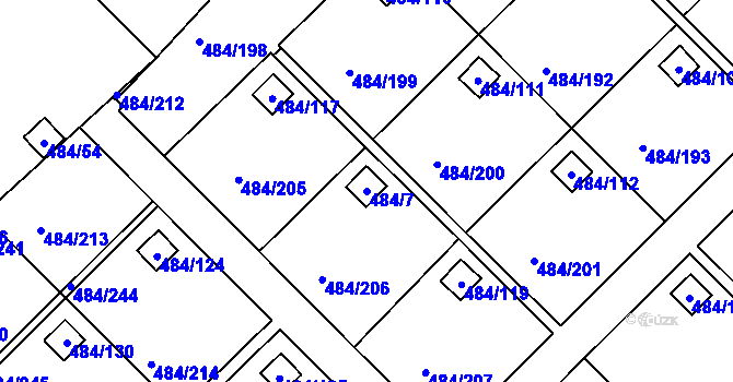 Parcela st. 484/7 v KÚ Cholupice, Katastrální mapa