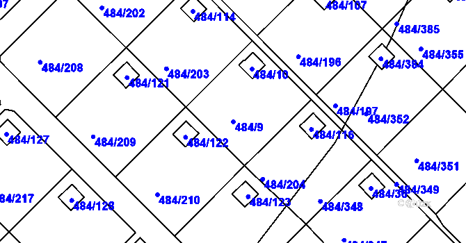 Parcela st. 484/9 v KÚ Cholupice, Katastrální mapa
