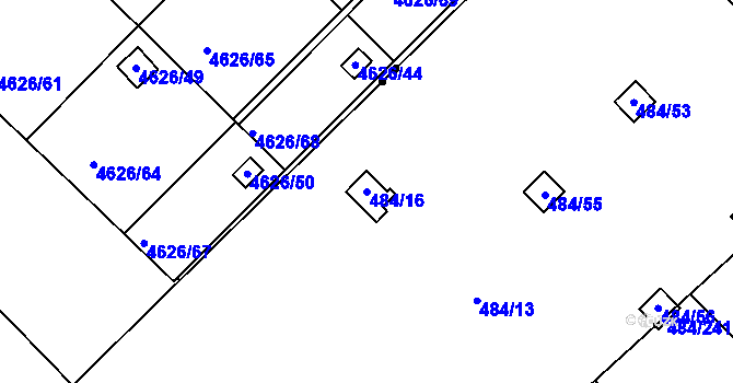 Parcela st. 484/16 v KÚ Cholupice, Katastrální mapa