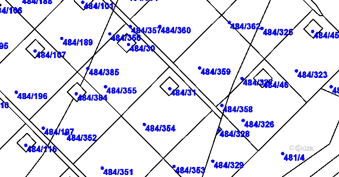 Parcela st. 484/31 v KÚ Cholupice, Katastrální mapa
