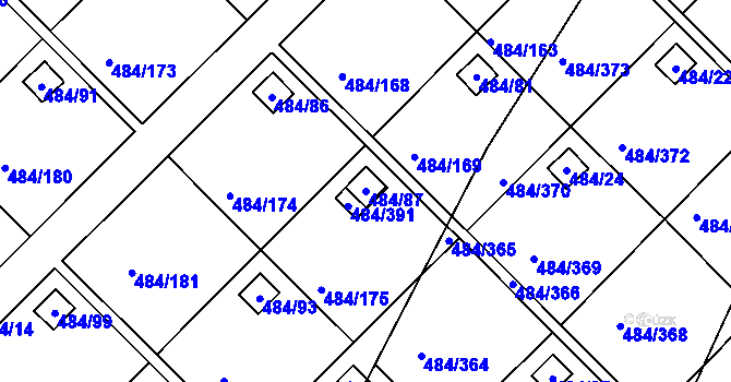 Parcela st. 484/87 v KÚ Cholupice, Katastrální mapa