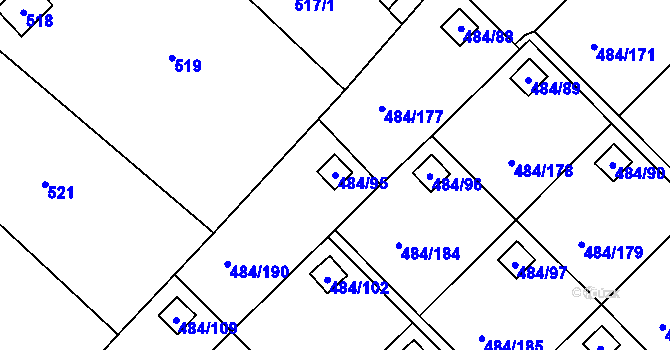 Parcela st. 484/95 v KÚ Cholupice, Katastrální mapa