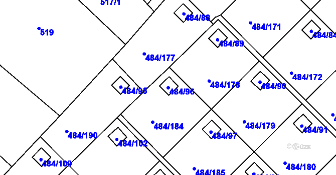 Parcela st. 484/96 v KÚ Cholupice, Katastrální mapa