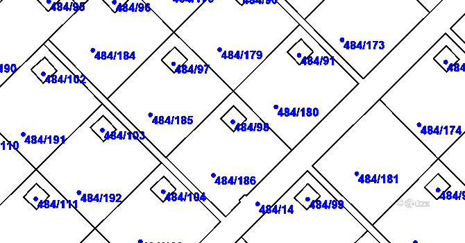 Parcela st. 484/98 v KÚ Cholupice, Katastrální mapa