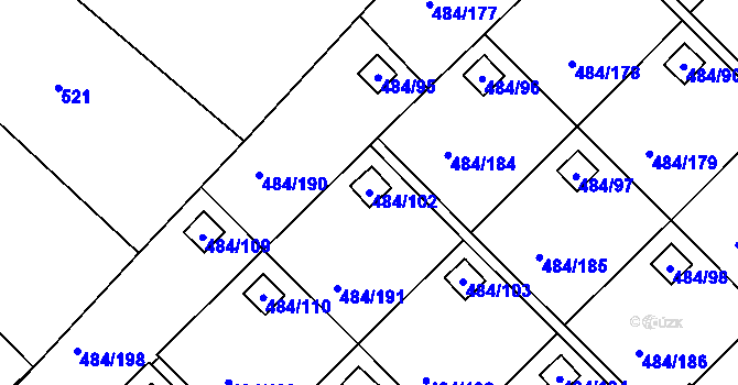 Parcela st. 484/102 v KÚ Cholupice, Katastrální mapa