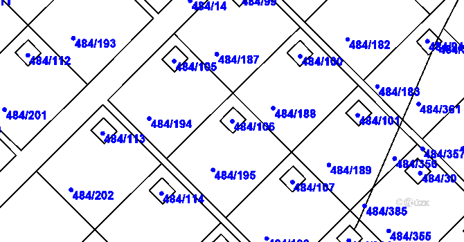 Parcela st. 484/106 v KÚ Cholupice, Katastrální mapa