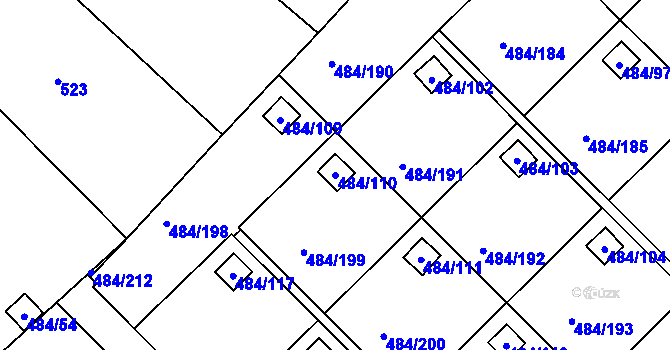 Parcela st. 484/110 v KÚ Cholupice, Katastrální mapa
