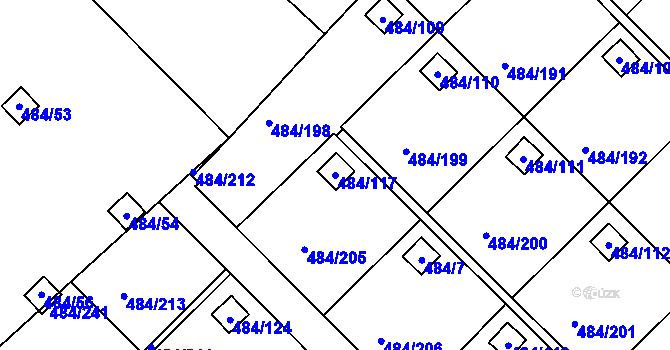 Parcela st. 484/117 v KÚ Cholupice, Katastrální mapa