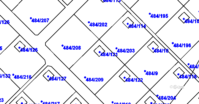 Parcela st. 484/121 v KÚ Cholupice, Katastrální mapa