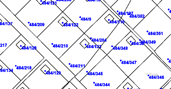 Parcela st. 484/123 v KÚ Cholupice, Katastrální mapa
