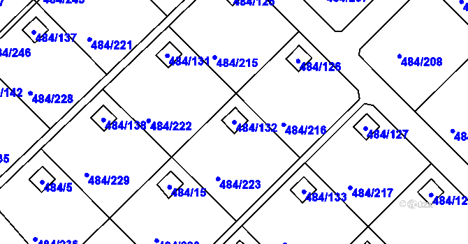 Parcela st. 484/132 v KÚ Cholupice, Katastrální mapa