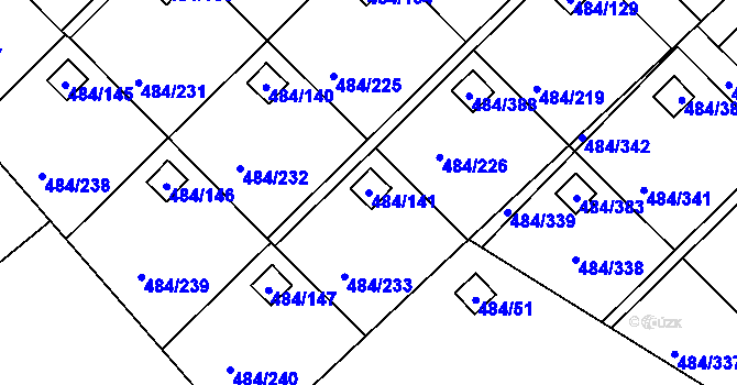 Parcela st. 484/141 v KÚ Cholupice, Katastrální mapa