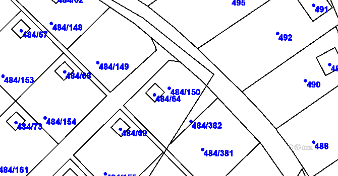 Parcela st. 484/150 v KÚ Cholupice, Katastrální mapa