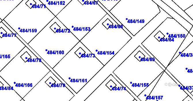 Parcela st. 484/154 v KÚ Cholupice, Katastrální mapa