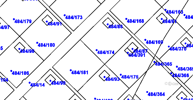 Parcela st. 484/174 v KÚ Cholupice, Katastrální mapa