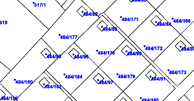 Parcela st. 484/178 v KÚ Cholupice, Katastrální mapa