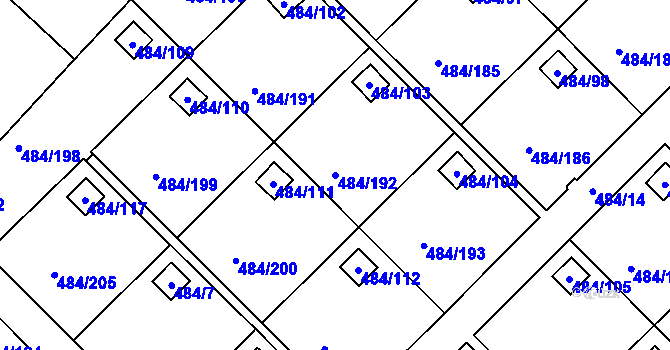 Parcela st. 484/192 v KÚ Cholupice, Katastrální mapa