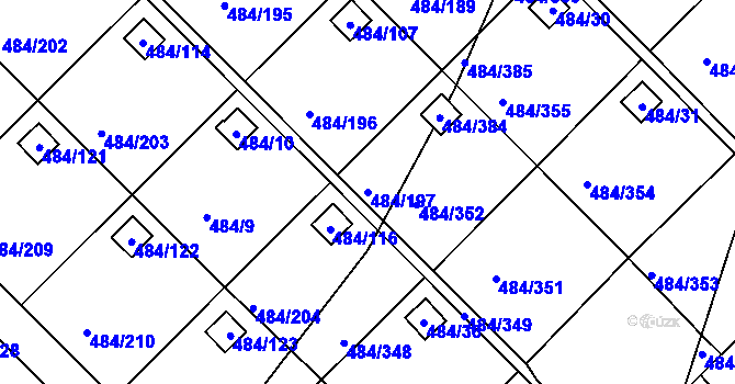 Parcela st. 484/197 v KÚ Cholupice, Katastrální mapa