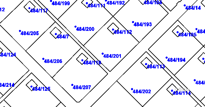Parcela st. 484/201 v KÚ Cholupice, Katastrální mapa