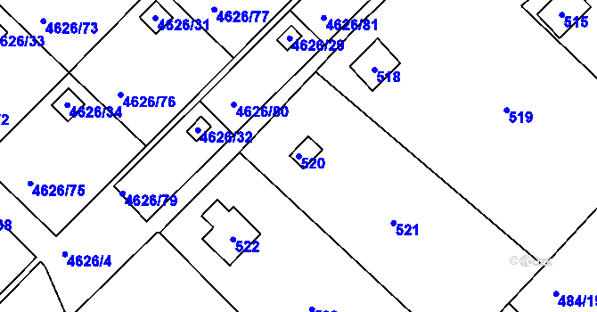 Parcela st. 520 v KÚ Cholupice, Katastrální mapa
