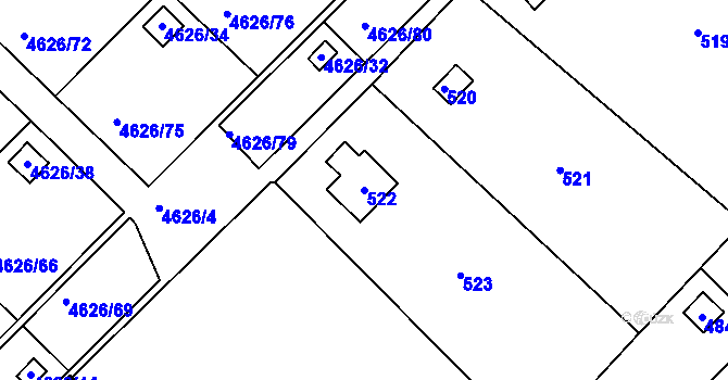 Parcela st. 522 v KÚ Cholupice, Katastrální mapa