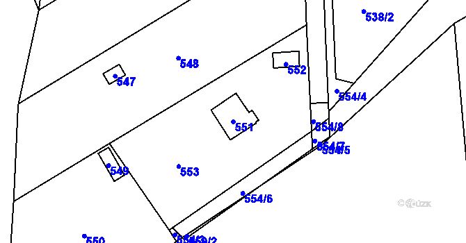Parcela st. 551 v KÚ Cholupice, Katastrální mapa