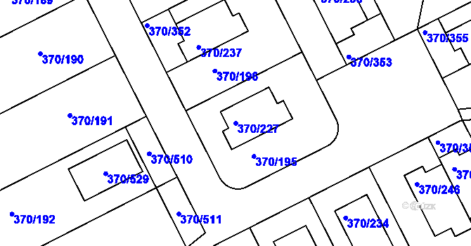 Parcela st. 370/227 v KÚ Cholupice, Katastrální mapa