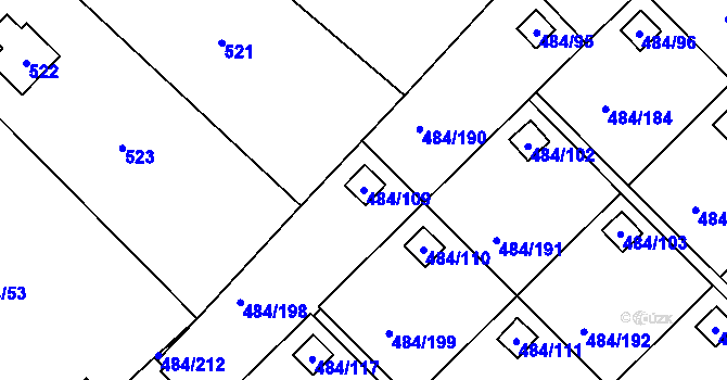 Parcela st. 484/109 v KÚ Cholupice, Katastrální mapa