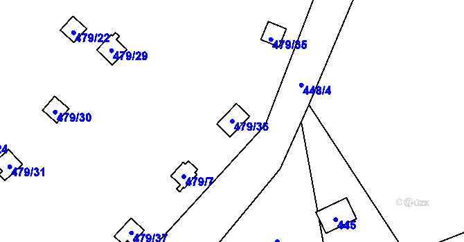 Parcela st. 479/36 v KÚ Cholupice, Katastrální mapa