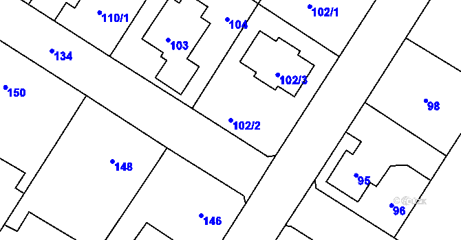 Parcela st. 102/2 v KÚ Cholupice, Katastrální mapa
