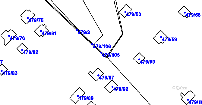 Parcela st. 479/105 v KÚ Cholupice, Katastrální mapa