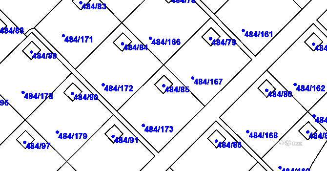 Parcela st. 484/85 v KÚ Cholupice, Katastrální mapa