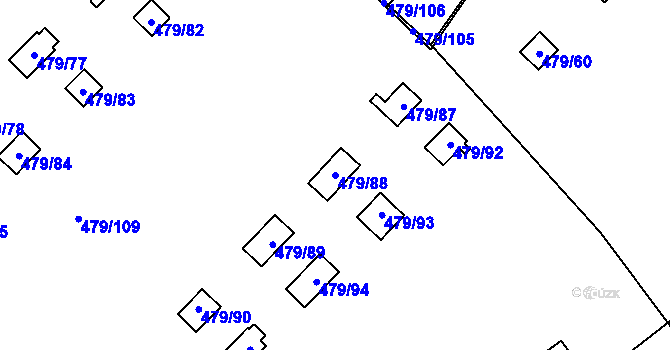 Parcela st. 479/88 v KÚ Cholupice, Katastrální mapa