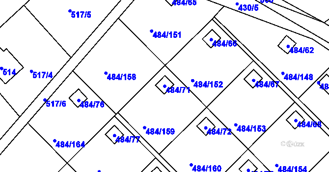 Parcela st. 484/71 v KÚ Cholupice, Katastrální mapa