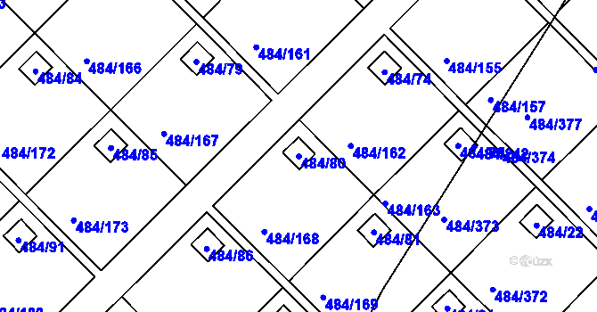 Parcela st. 484/80 v KÚ Cholupice, Katastrální mapa