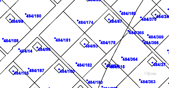 Parcela st. 484/93 v KÚ Cholupice, Katastrální mapa