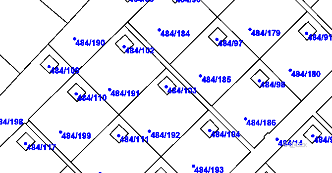 Parcela st. 484/103 v KÚ Cholupice, Katastrální mapa