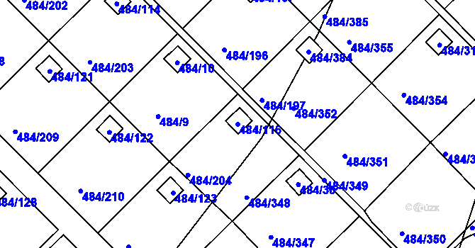 Parcela st. 484/116 v KÚ Cholupice, Katastrální mapa