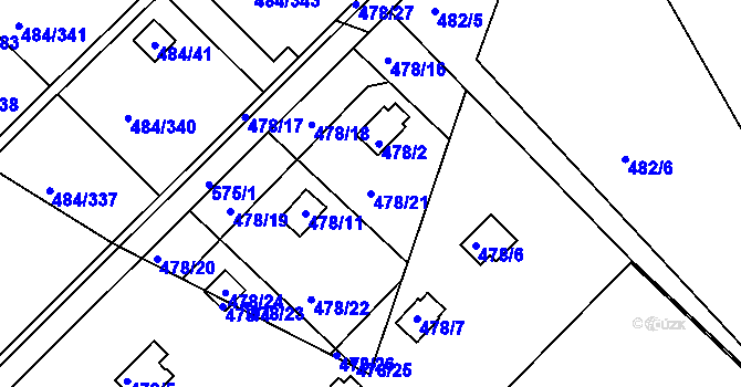Parcela st. 478/21 v KÚ Cholupice, Katastrální mapa