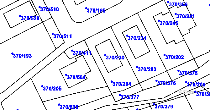 Parcela st. 370/230 v KÚ Cholupice, Katastrální mapa