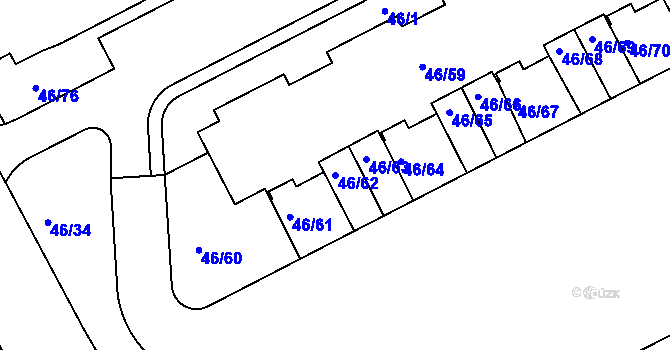 Parcela st. 46/62 v KÚ Cholupice, Katastrální mapa