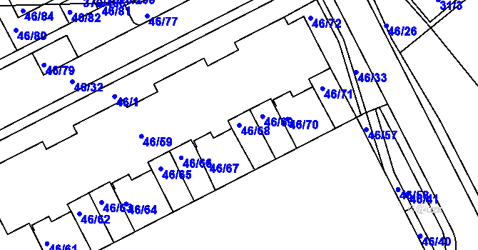 Parcela st. 46/68 v KÚ Cholupice, Katastrální mapa