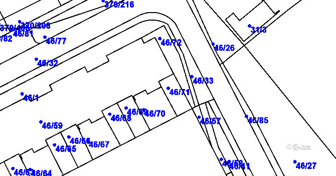 Parcela st. 46/71 v KÚ Cholupice, Katastrální mapa